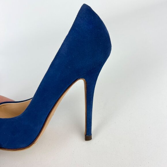 Giuseppe Zanotti Womens Blue Suede Pointed Toe Pumps Stiletto Heel size 38 US 8 - Picture 10 of 14